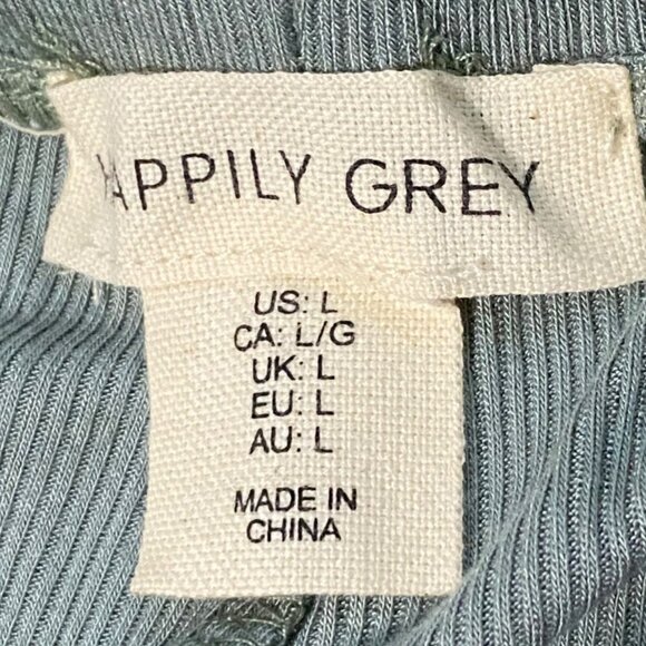 Happily Grey Womens Elastic Waist Shorts L Green Ribbed Stretchy Drawstring - Picture 4 of 4